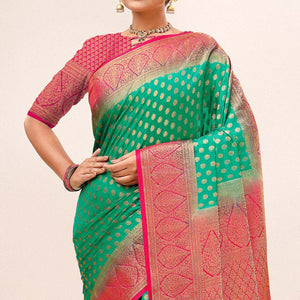 green-woven-dola-silk-saree-with-tassels