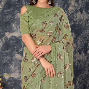 green-foil-printed-lycra-saree-with-embroidered-lace-border