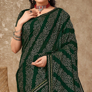 green-bandhani-foil-printed-chiffon-saree-with-lace-border