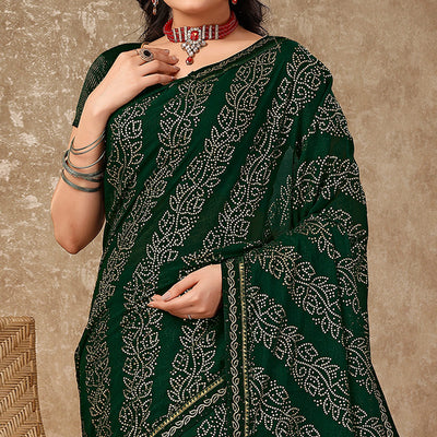 green-bandhani-foil-printed-chiffon-saree-with-lace-border
