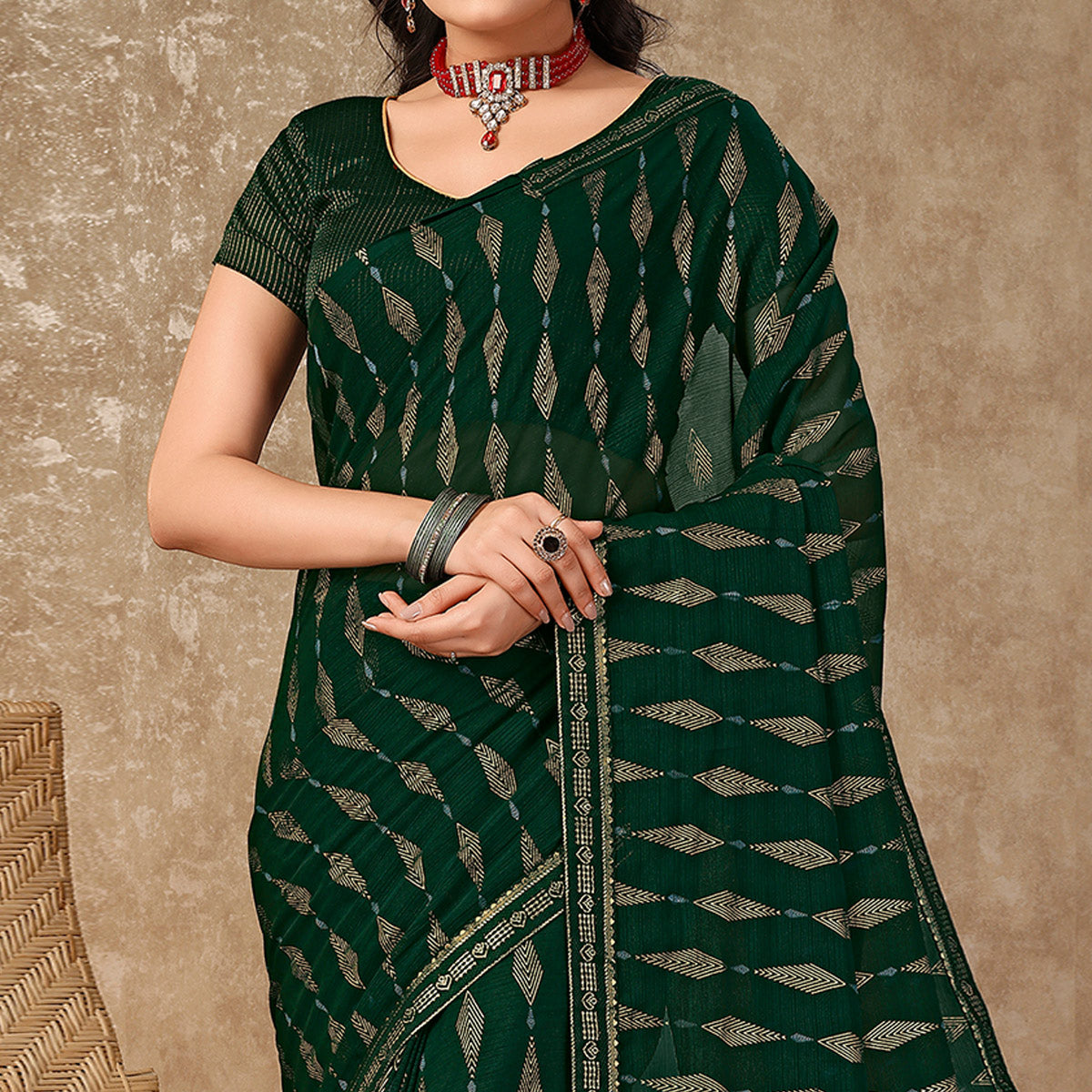 green-foil-printed-chiffon-saree-with-lace-border-6