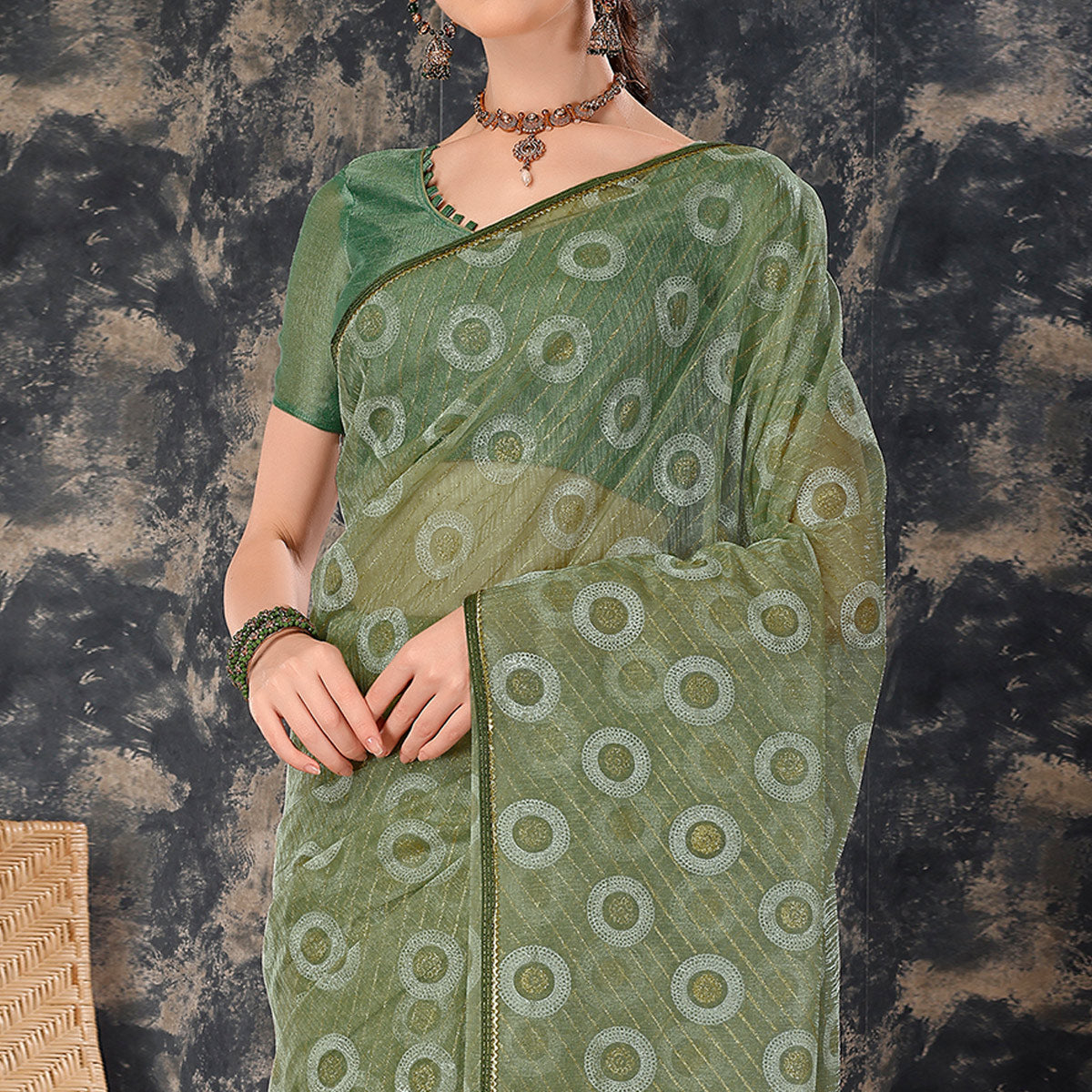green-printed-with-zari-work-cotton-silk-saree-with-lace-border-1