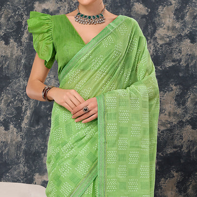 green-printed-chiffon-saree-with-lace-border-4