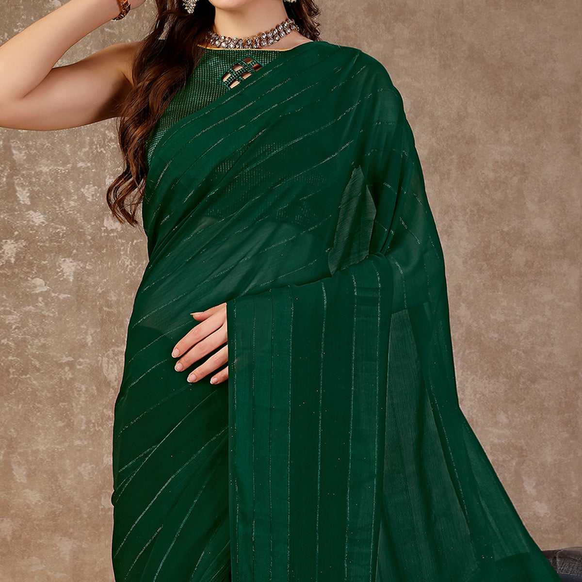 green-swarovski-work-chiffon-saree-with-tassels