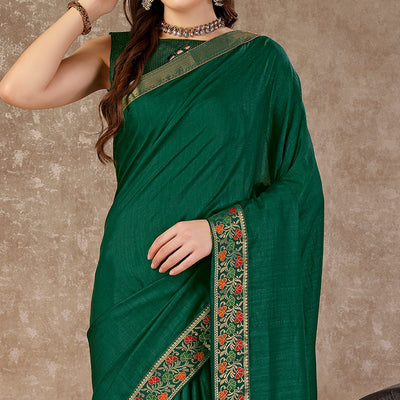 green-swarovski-work-vichitra-silk-saree-lace-border