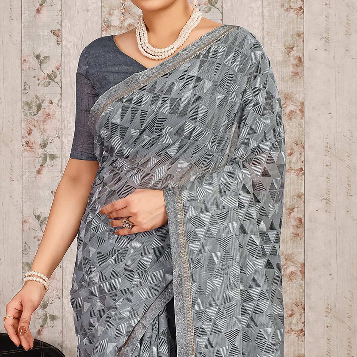grey-geometric-printed-chiffon-saree-with-lace-border