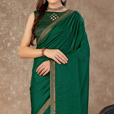 green-swarovski-work-vichitra-silk-saree-with-lace-border