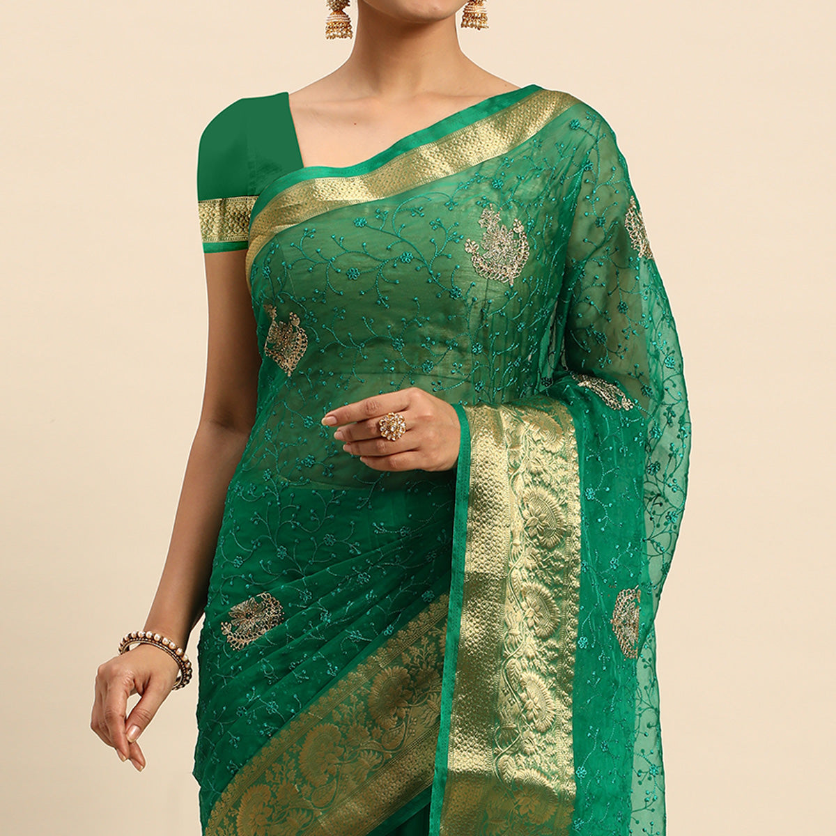 green-floral-embroidered-organza-saree-6