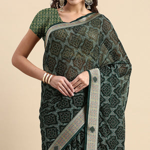 green-foil-printed-with-fancy-border-chiffon-saree