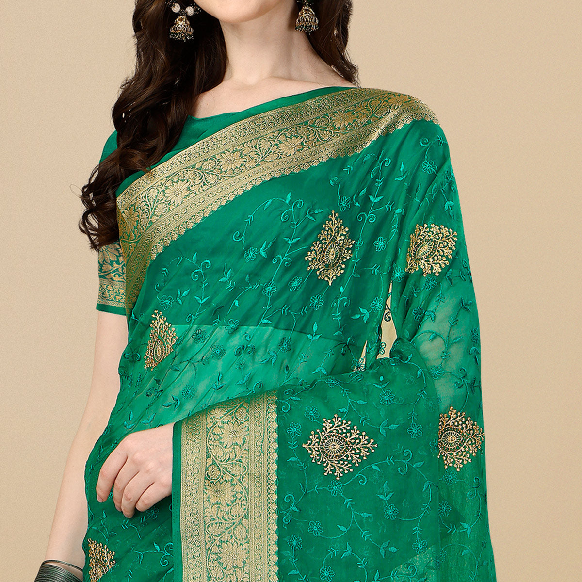 green-floral-embroidered-organza-saree-7