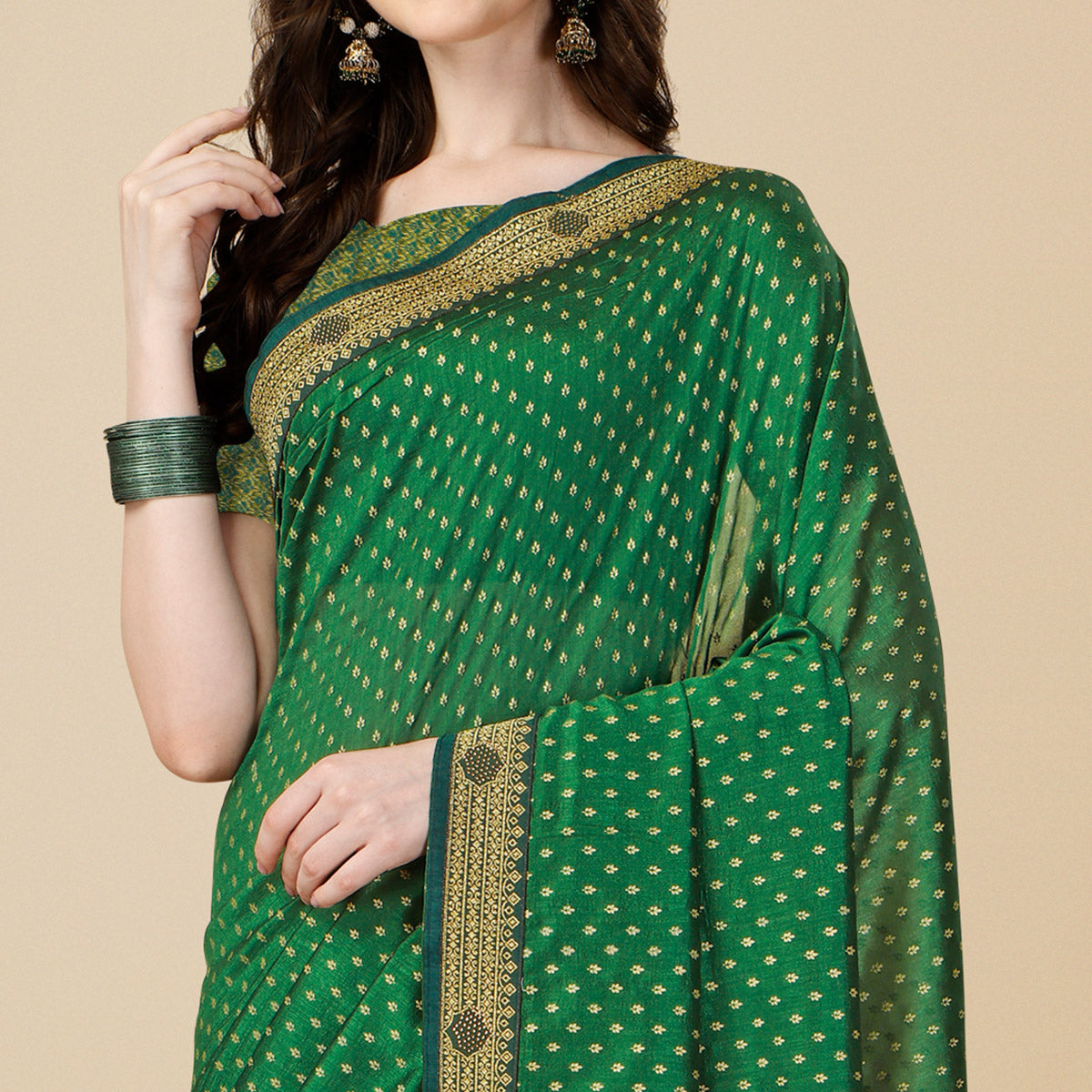 green-foil-printed-with-swarovski-vichitra-silk-saree