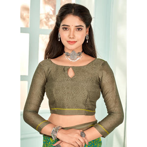 green-floral-printed-chiffon-saree-4