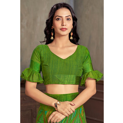 green-printed-chiffon-saree-with-woven-border-2