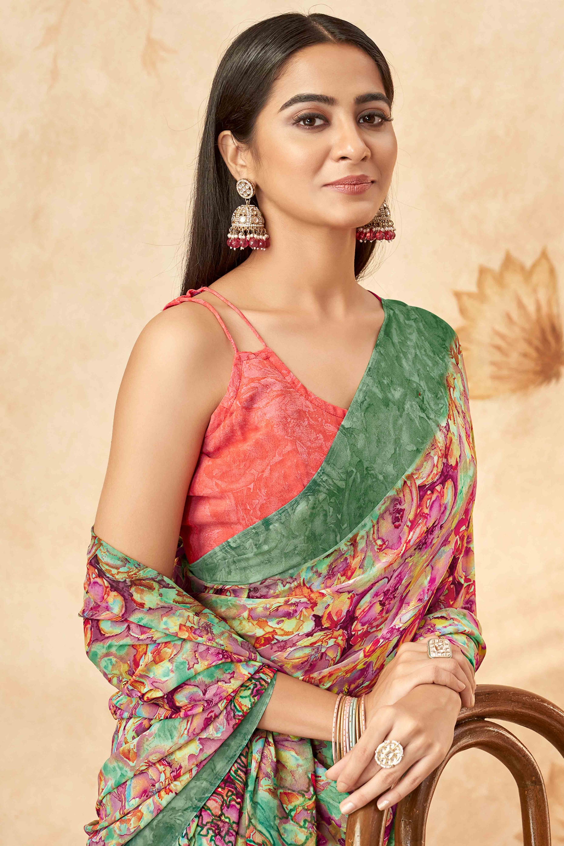 green-floral-printed-georgette-saree-21