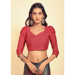 Grey Printed Georgette Saree With Swarovski Border