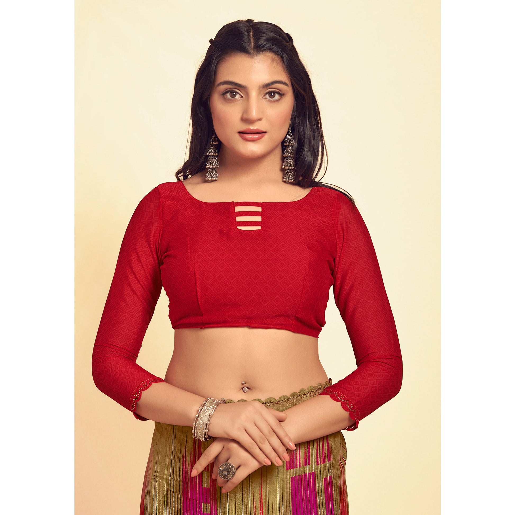 Chikoo Printed Georgette Saree With Swarovski Border