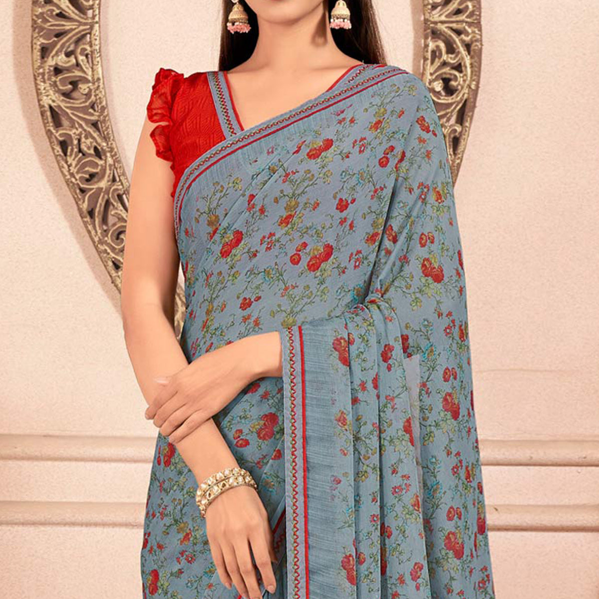 grey-floral-printed-chiffon-saree-with-lace-border-3