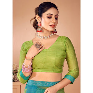 green-turquoise-printed-chiffon-saree-with-lace-border