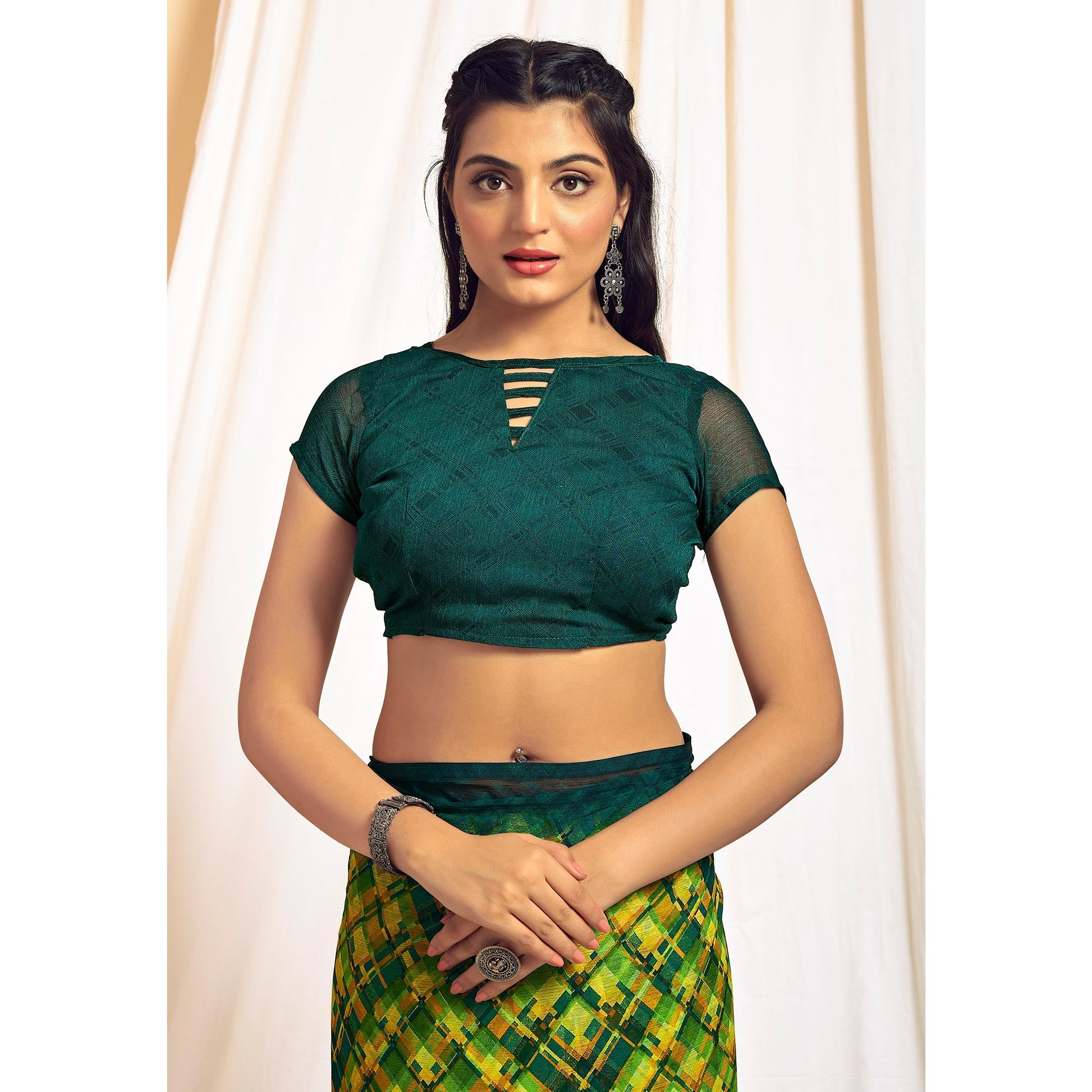 green-printed-chiffon-saree-7