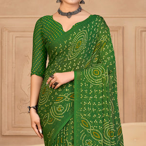 green-bandhani-printed-chiffon-saree-4
