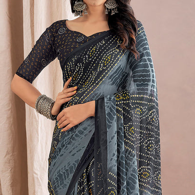 grey-bandhani-printed-chiffon-saree-2