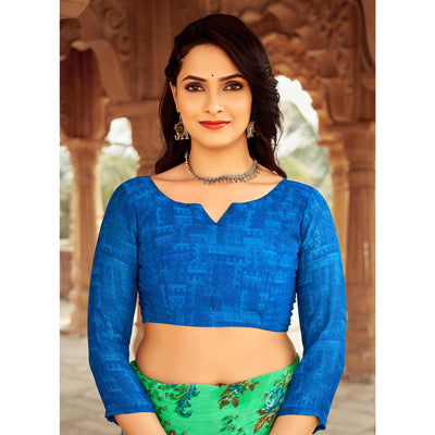 green-floral-printed-chiffon-saree-8