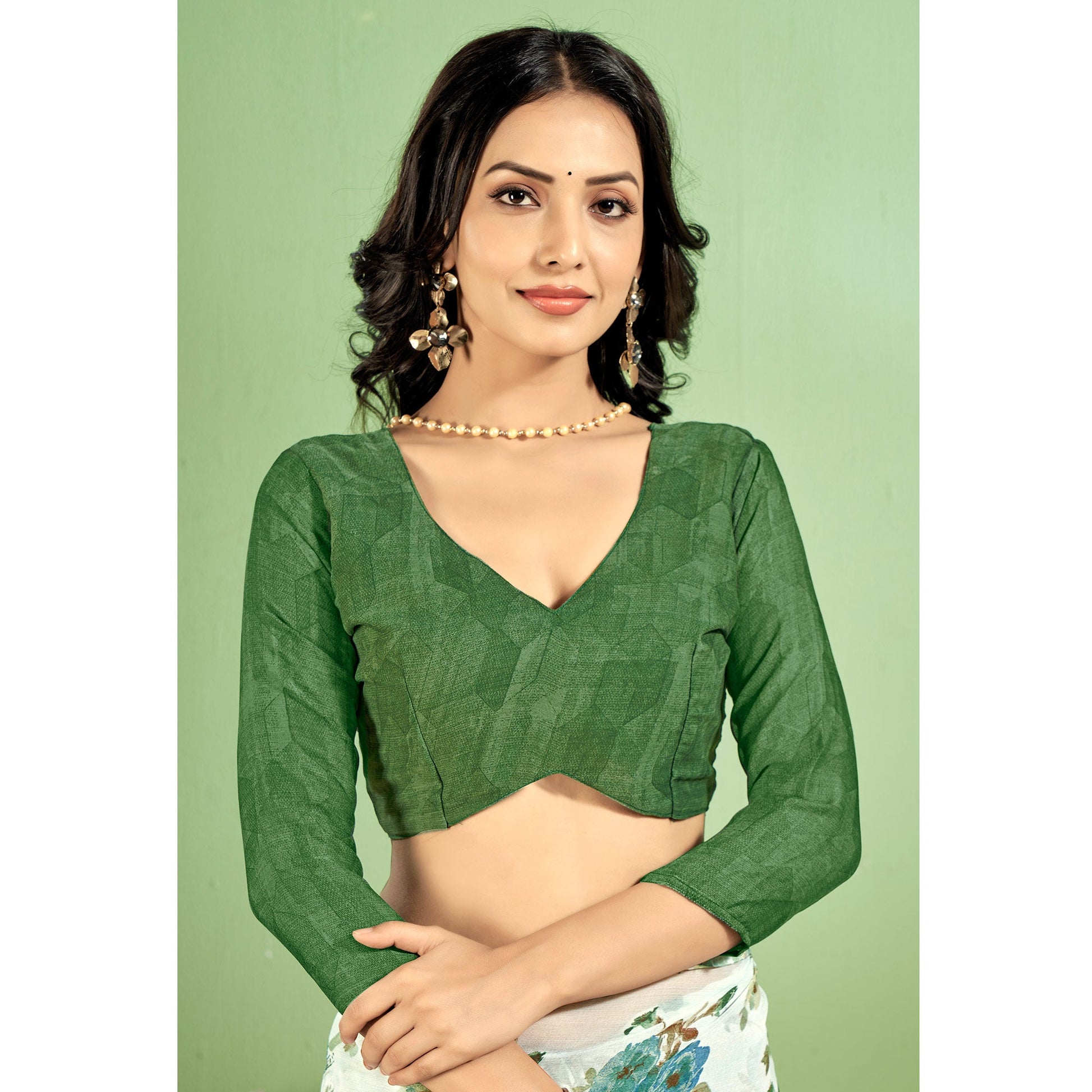 green-floral-printed-chiffon-saree-7