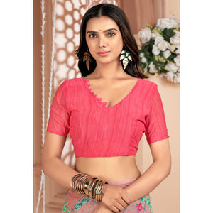 Mauve Floral Printed Chiffon Saree