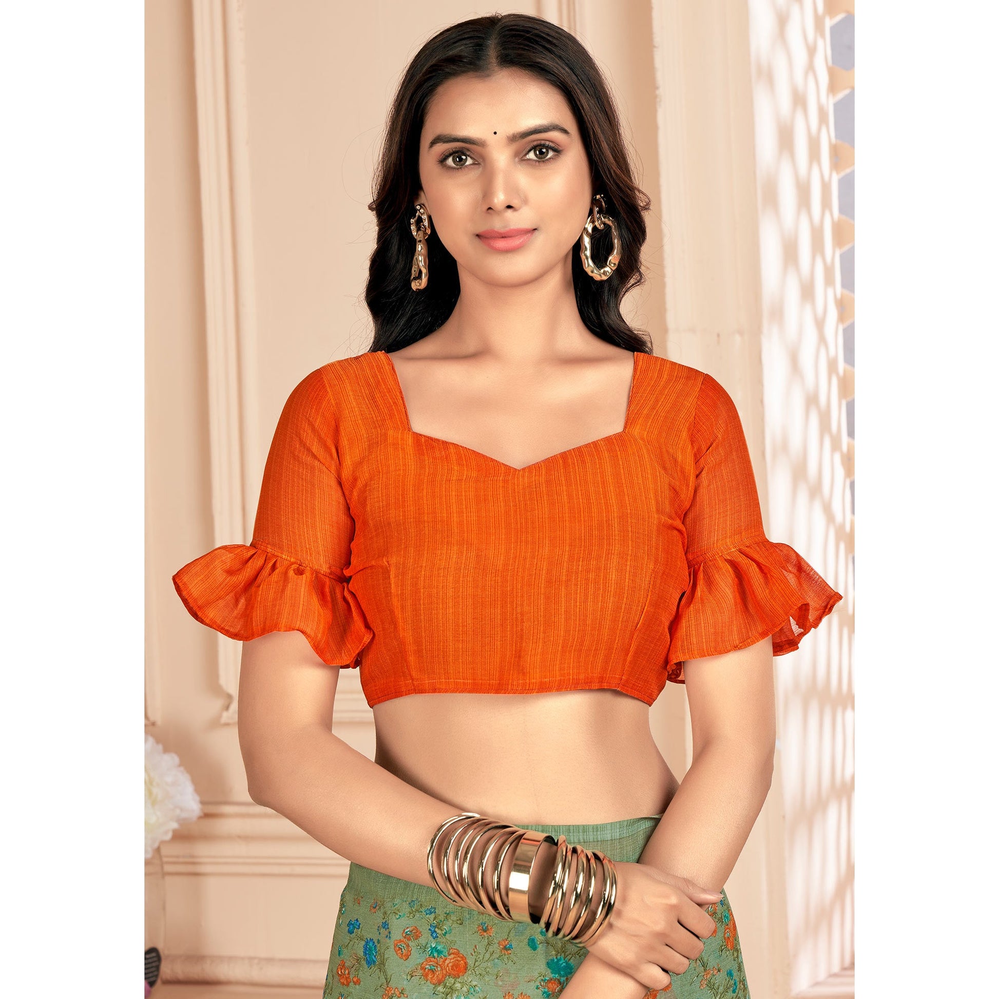 green-floral-printed-chiffon-saree-15