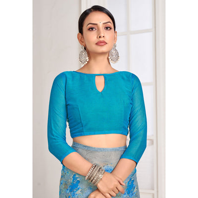 grey-blue-floral-printed-chiffon-saree