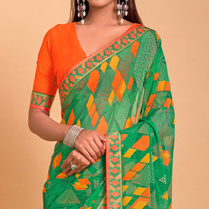 green-geometric-printed-chiffon-saree-6