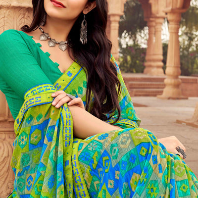 green-abstract-printed-chiffon-saree-1