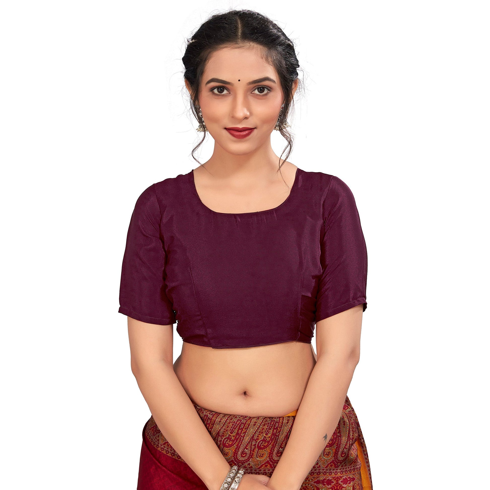 Maroon Printed Crepe Silk Saree