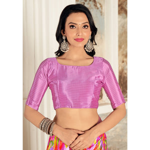 Light Magenta Geometric Printed Crepe Silk Saree