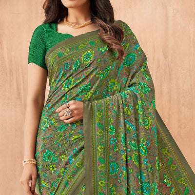green-floral-printed-crepe-saree-1