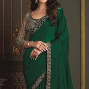 green-embroidered-designer-satin-saree