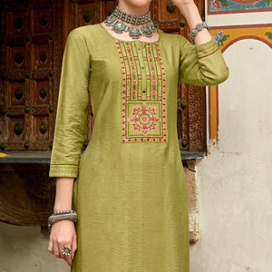 green-embroidered-viscose-kurti