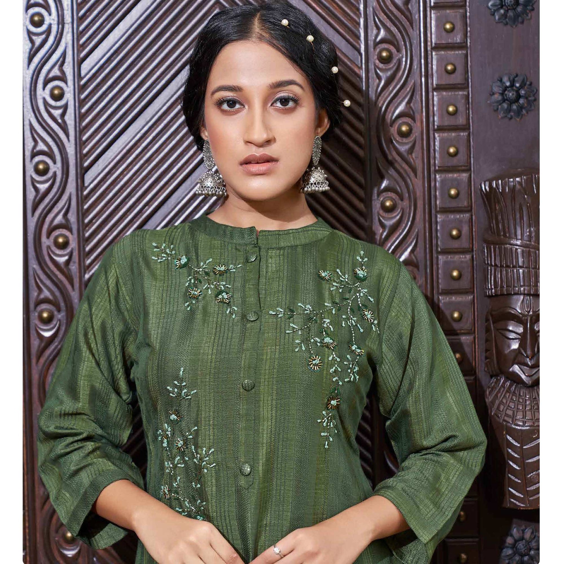green-floral-embroidered-rayon-kurti-6
