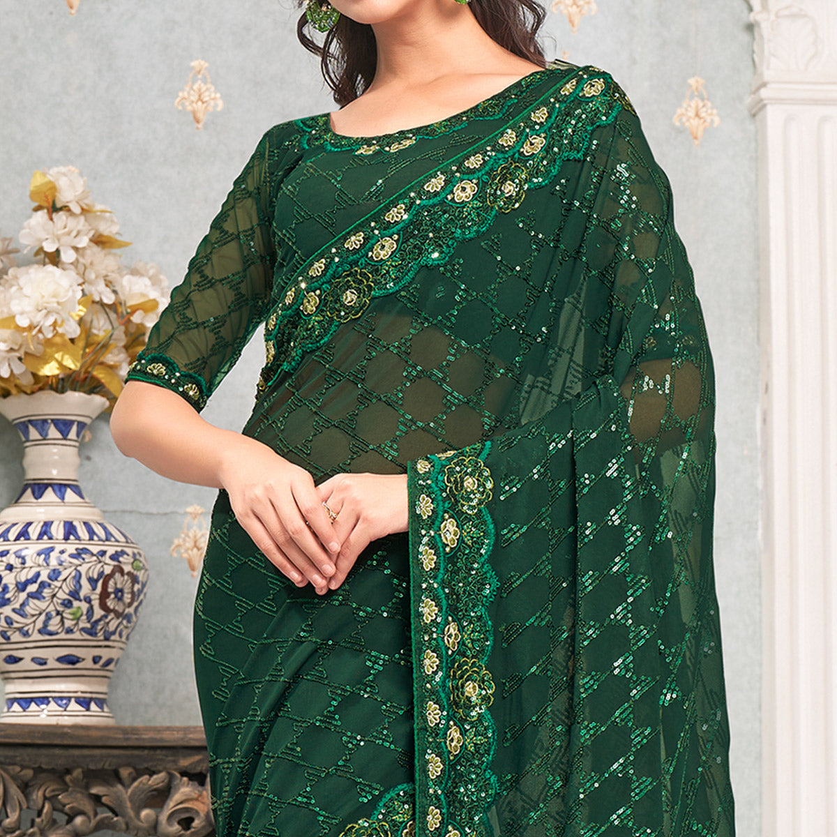 green-sequins-embroidered-georgette-saree-7