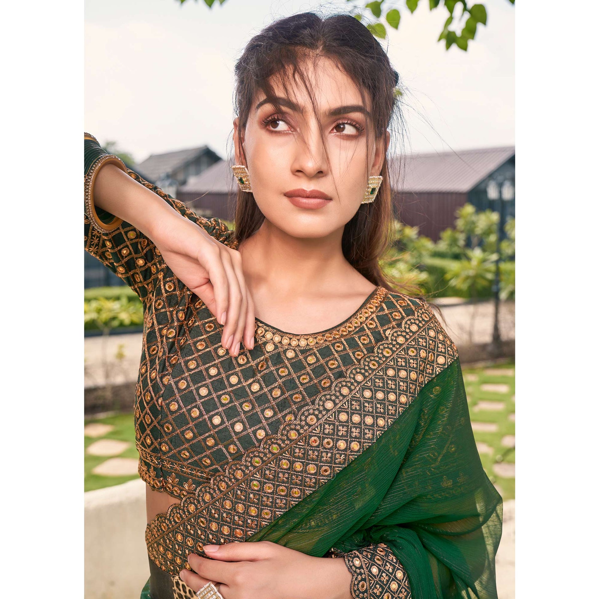 green-solid-with-embroidered-border-georgette-saree-1