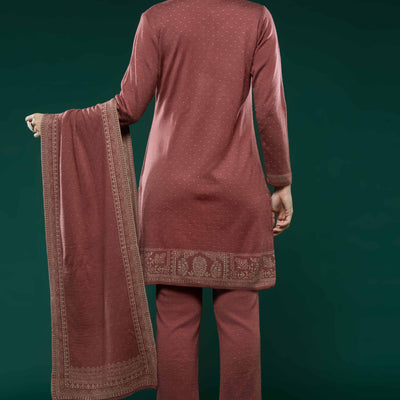 Mauve Woven Woolen Straight Salwar Suit