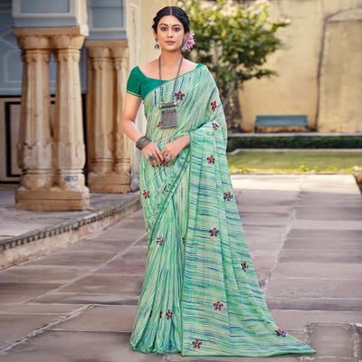 b-green-printed-raw-silk-saree-with-fancy-border