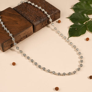 OM NAMAH SHIVAY SILVER BEADS MALA