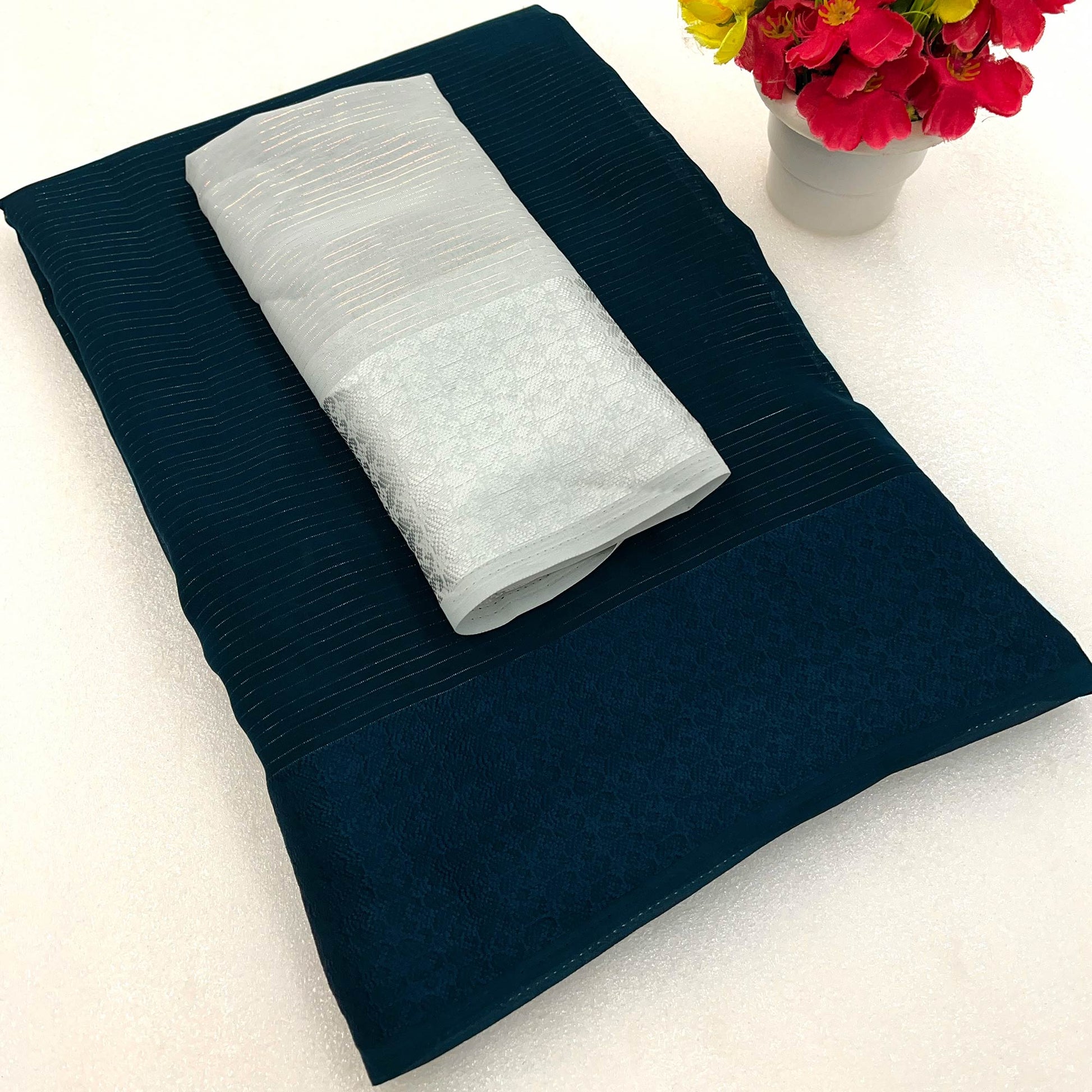 Morpich Zari Woven Georgette Saree