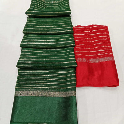 Bottle Green Woven Viscose Saree