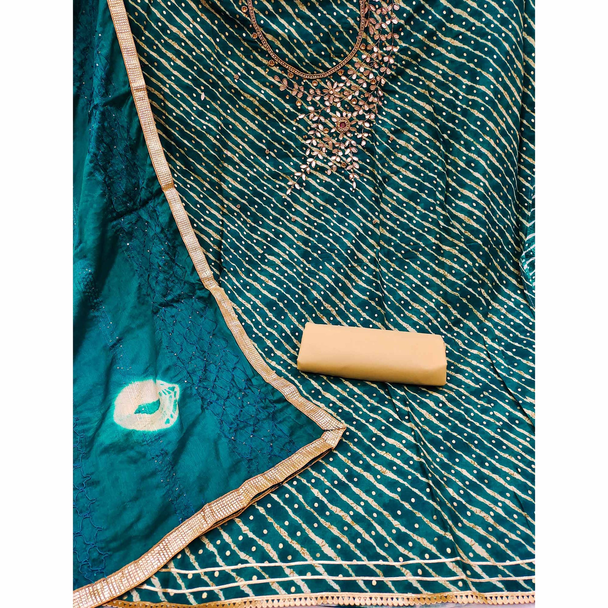 Morpich Printed With Handwork Pure Cotton Dress Material