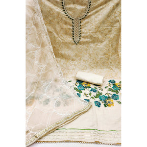 Cream Floral Printed Modal Dress Material
