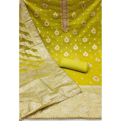 green-woven-organza-dress-material-2