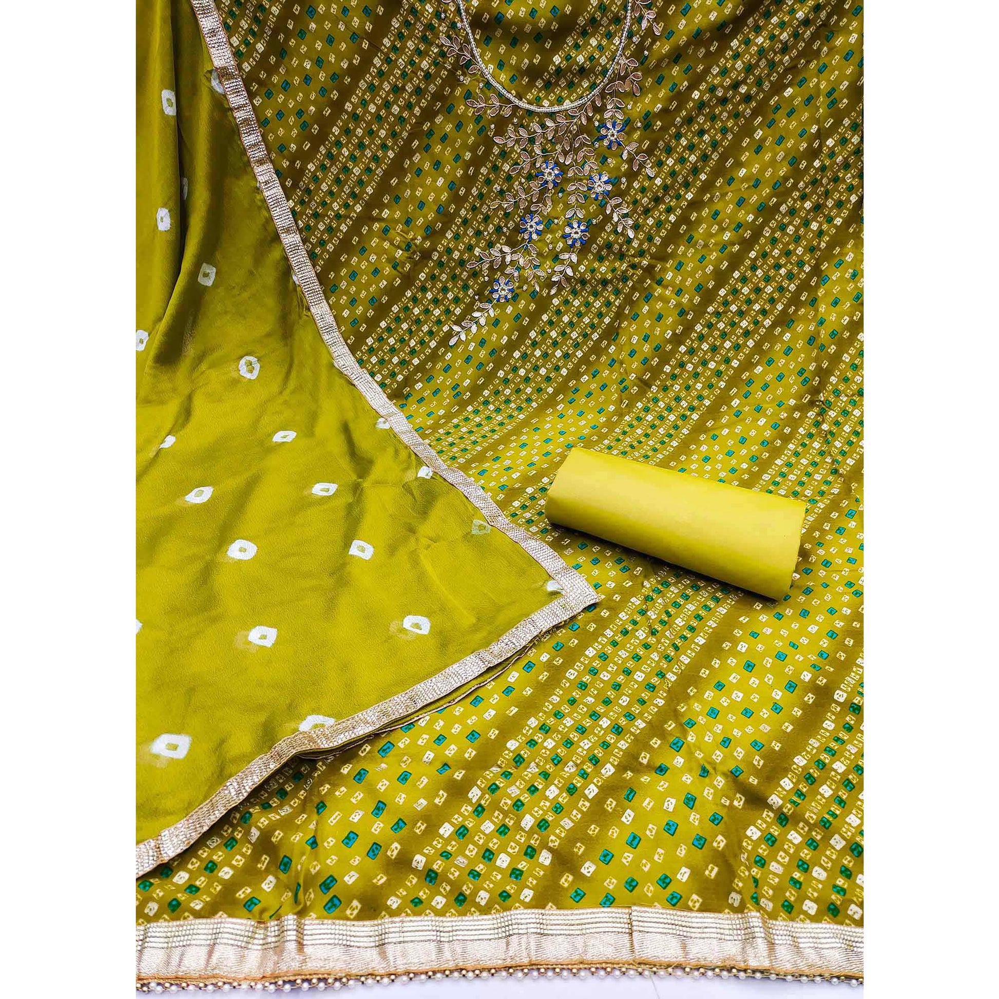 green-bandhani-printed-pure-cotton-dress-material-2