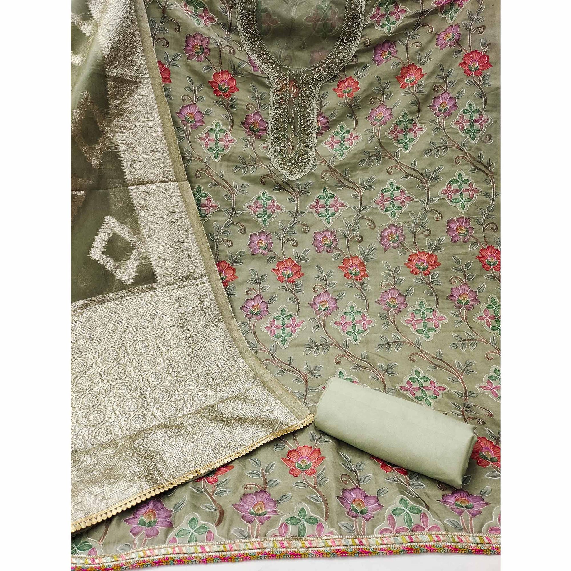 green-floral-printed-organza-dress-material-2